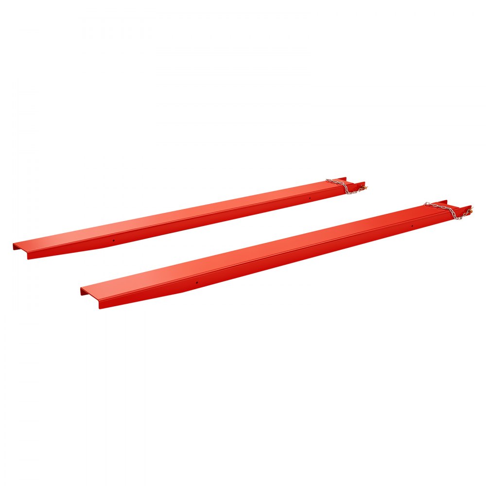VEVOR Forklift Extensions 2130 x 140 mm, 2494.8 kg Capacity & Bottom Lock, for Forklifts and Forklift Trucks, Heavy-Duty Industrial Steel Pallet Fork Attachments, Extended Load Handling, Red, 1 Pair