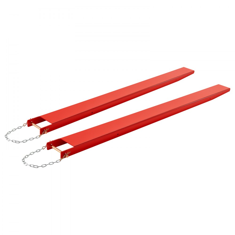 VEVOR Forklift Extensions 2130 x 140 mm, 2494.8 kg Capacity & Bottom Lock, for Forklifts and Forklift Trucks, Heavy-Duty Industrial Steel Pallet Fork Attachments, Extended Load Handling, Red, 1 Pair