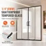 Semi-frameless Double Sliding Shower Door 1/4 in SGCC Tempered Glass Matte Black