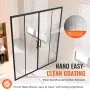 Semi-frameless Double Sliding Shower Door 1/4 in SGCC Tempered Glass Matte Black