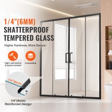 Semi-frameless Double Sliding Shower Door 1/4 in SGCC Tempered Glass Matte Black