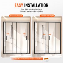 Semi-frameless Double Sliding Shower Door 1/4 in SGCC Tempered Glass Matte Black