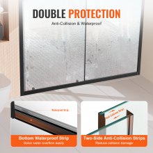 Semi-frameless Shower Door 57.7-59 x 70 in Tempered Glass 1/4 in Matte Black