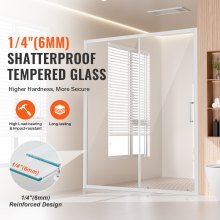 Semi-frameless Shower Door 57.7-59 x 70 in SGCC Tempered Glass 1/4in Chrome