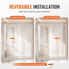 Semi-frameless Shower Door 57.7-59 x 70 in SGCC Tempered Glass 1/4in Chrome