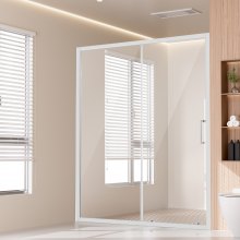 Semi-frameless Shower Door 57.7-59 x 70 in SGCC Tempered Glass 1/4in Chrome