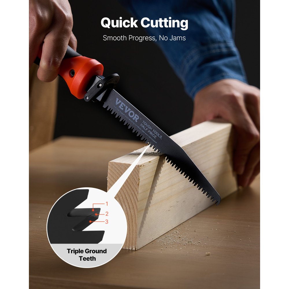 VEVOR Jab Saw, 6 in Keyhole Saw with Soft Grip Handle, 8-In-1 Multi-Blades Drywall Jab Saw, Sharp Jab Saw with Triple Ground Teeth, for Cutting Drywall Wood Metel Plastic Plywood Wallboard Thin Sheet