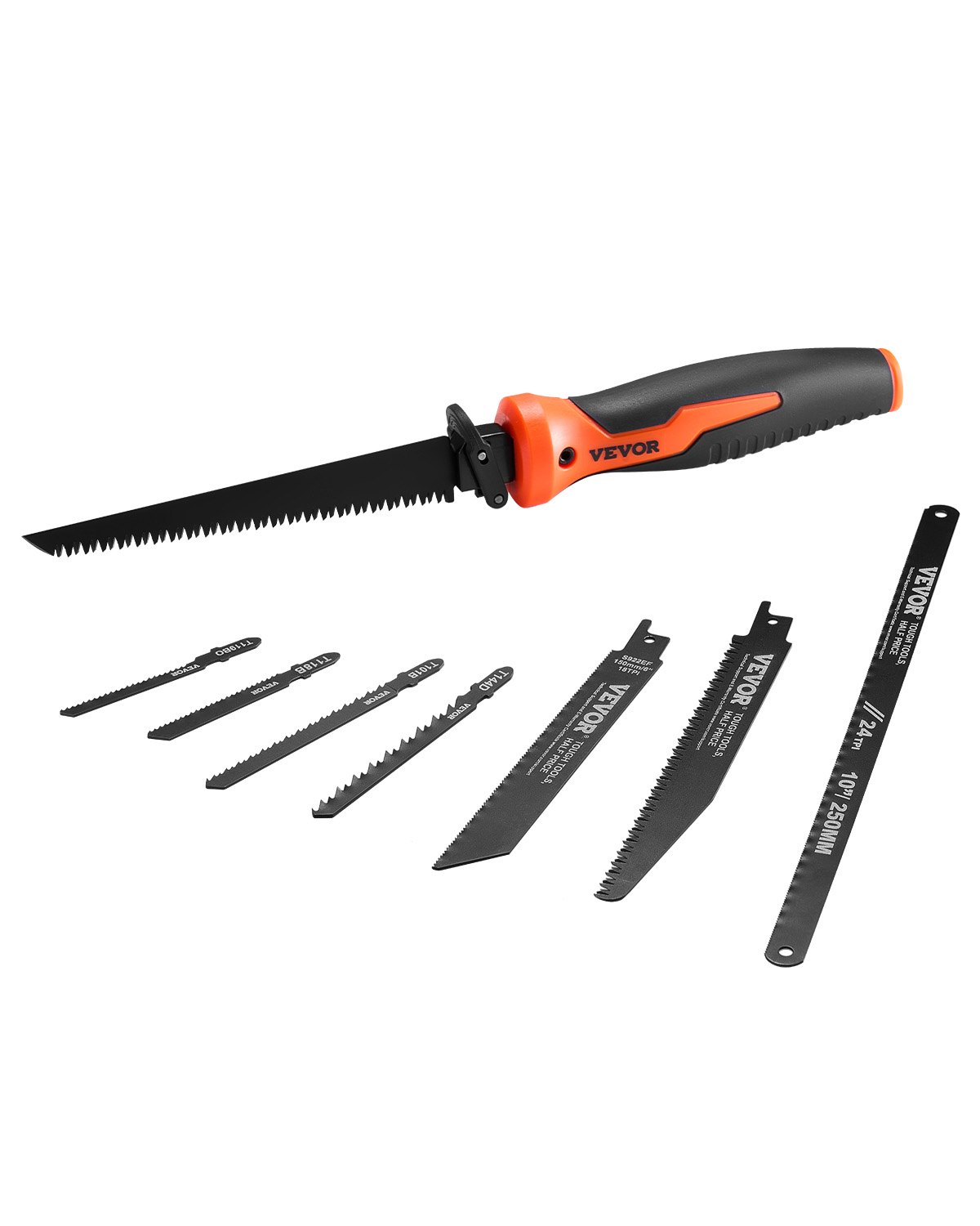 VEVOR Jab Saw, 6 in Keyhole Saw with Soft Grip Handle, 8-In-1 Multi-Blades Drywall Jab Saw, Sharp Jab Saw with Triple Ground Teeth, for Cutting Drywall Wood Metel Plastic Plywood Wallboard Thin Sheet