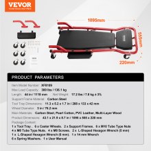 VEVOR 44 in Mechanic Garage Creeper 300 lbs Capacity Automotive Rolling Creeper