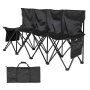 VEVOR Portable Folding Bench, 4 Seat Foldable Soccer Bench with Side Pockets and Carrying Bag, Lightweight Sideline Seating with Back Rest for Football, Baseball, Camping, Outdoor Events, Black