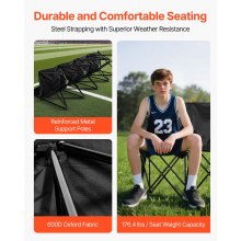 VEVOR Folding Chair Sports 4 Seat Sideline Team Bench with Sidebag & Carry Bag