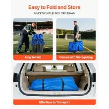 VEVOR Folding Chair Sport 6 Seat Sideline Team Bench with Sidebag Carry Bag Blue