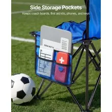 VEVOR Folding Chair Sport 6 Seat Sideline Team Bench with Sidebag Carry Bag Blue