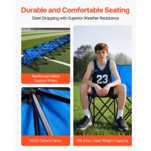 VEVOR Folding Chair Sport 8 Seat Sideline Team Bench w/ Sidebag Carry Bag Blue