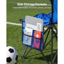 VEVOR Folding Chair Sport 8 Seat Sideline Team Bench w/ Sidebag Carry Bag Blue
