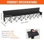 VEVOR Portable Folding Bench, 8 Seat Foldable Soccer Bench with Side Pockets and Carrying Bag, Lightweight Sideline Seating with Back Rest for Football, Baseball, Camping, Outdoor Events, Black
