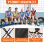 athlètes assis sur un banc de sport pliable portable VEVOR présentant une durabilité, un tissu imperméable et une capacité de poids élevée.