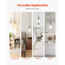 VEVOR Pendant Light 1-Light Pendant Lighting with Glass Shade Adjustable Height