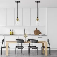 VEVOR Pendant Light 1-Light Pendant Lighting with Glass Shade Adjustable Height