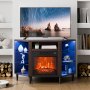 VEVOR Electric Fireplace TV Stand Corner TV Stand for TVs up to 50" Brown