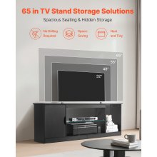VEVOR TV Stand for TVs up to 65 in Modern Entertainment Center with Glass Shelf