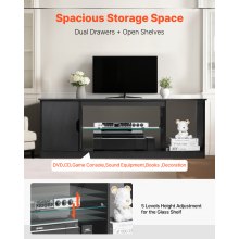 VEVOR TV Stand for TVs up to 65 in Modern Entertainment Center with Glass Shelf