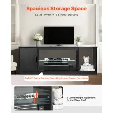 VEVOR TV Stand for TVs up to 65 in Modern Entertainment Center with Glass Shelf