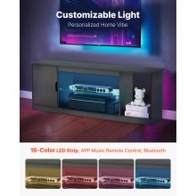 VEVOR TV Stand for TVs up to 65 in Modern Entertainment Center with Glass Shelf