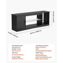 VEVOR TV Stand for TVs up to 65 in Modern Entertainment Center with Glass Shelf