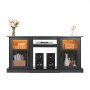 VEVOR TV Stand for TVs up to 65 inch, Modern Entertainment Center with Light Strip, Wooden TV Cabinet Storage with Acrylic Doors and Adjustable Shelves, Console Table for Living Room and Bedroom, Black