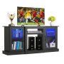 VEVOR TV Stand for TVs up to 65 inch, Modern Entertainment Center with Light Strip, Wooden TV Cabinet Storage with Acrylic Doors and Adjustable Shelves, Console Table for Living Room and Bedroom, Black