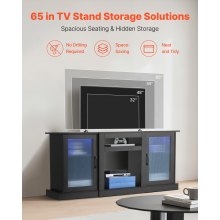 VEVOR TV Stand for TVs up to 65 in Modern Entertainment Center with Glass Doors