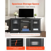 VEVOR TV Stand for TVs up to 65 in Modern Entertainment Center with Glass Doors