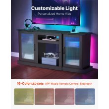 VEVOR TV Stand for TVs up to 65 in Modern Entertainment Center with Glass Doors