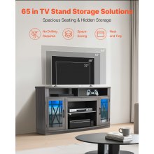 VEVOR TV Stand for 65 in TVs Farmhouse Entertainment Center with Light Strip