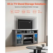 VEVOR TV Stand for 65 in TVs Farmhouse Entertainment Center with Light Strip