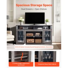 VEVOR TV Stand for 65 in TVs Farmhouse Entertainment Center with Light Strip
