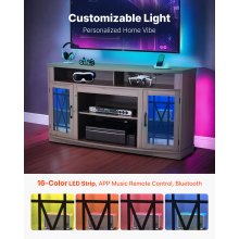 VEVOR TV Stand for 65 in TVs Farmhouse Entertainment Center with Light Strip