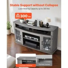 VEVOR TV Stand for 65 in TVs Farmhouse Entertainment Center with Light Strip