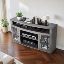 VEVOR TV Stand for 65 in TVs Farmhouse Entertainment Center with Light Strip