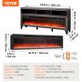 VEVOR 80" Fireplace TV Stand with 20 Flame Clolors Remote Control & Timer Black