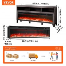 VEVOR 80" Fireplace TV Stand with 20 Flame Clolors Remote Control & Timer Black