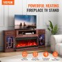 VEVOR 80" Fireplace TV Stand with 20 LED Lights Remote Control & Timer Brown