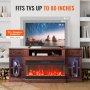 VEVOR 80" Fireplace TV Stand with 20 LED Lights Remote Control & Timer Brown