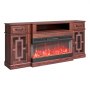 VEVOR Fireplace TV Stand for TVs up to 80", Media Storage Corner with Storage Cabinets & 36" Fireplace, Vintage TV Console Table with 20 LED Lights, Remote Control and Timer for Living Room, Brown