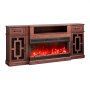 VEVOR Fireplace TV Stand for TVs up to 80", Media Storage Corner with Storage Cabinets & 36" Fireplace, Vintage TV Console Table with 20 LED Lights, Remote Control and Timer for Living Room, Brown