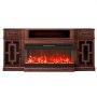 VEVOR Fireplace TV Stand for TVs up to 80", Media Storage Corner with Storage Cabinets & 36" Fireplace, Vintage TV Console Table with 20 LED Lights, Remote Control and Timer for Living Room, Brown