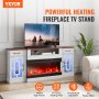 VEVOR 80" Fireplace TV Stand with 20 LED Lights Remote Control & Timer Brown+White