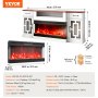 VEVOR 80" Fireplace TV Stand with 20 LED Lights Remote Control & Timer Brown+White