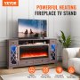 VEVOR 80" Fireplace TV Stand with 20 LED Lights Remote Control and Timer Grey